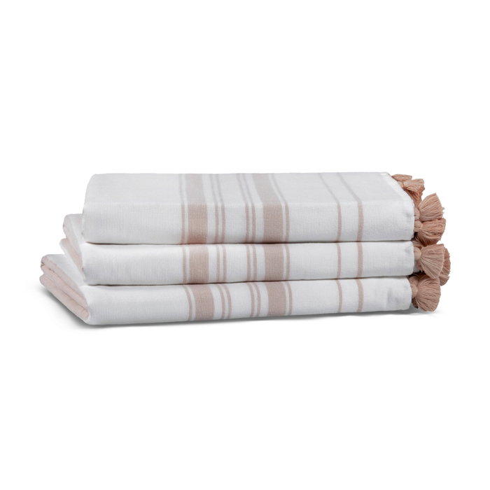 Mijölnir Toalla de baño One Side Striped - Blanco y marrón Mijölnir Toalla de baño One Side Striped - Blanco y marrón
